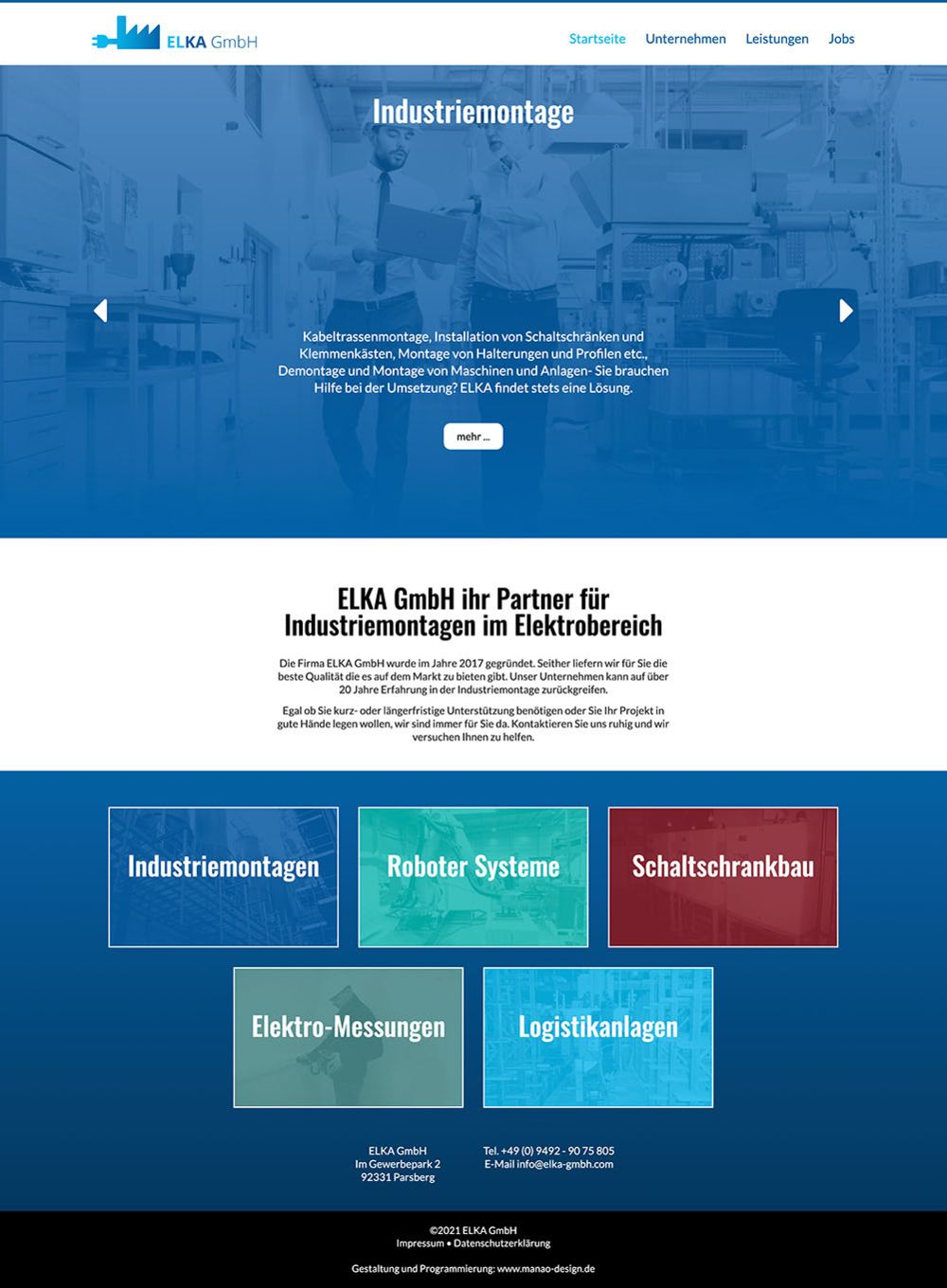 Beispiel Webseite für ein Industrieunternehmen - MANAO