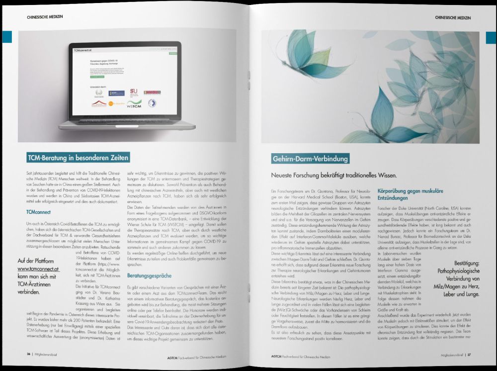 Mitgliedermagazin der AGTCM Innenteil aufgeschlagen